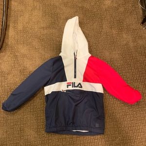 Fila windbreaker red white blue color block.